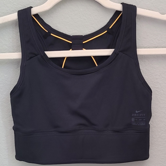 Nike Black With Yellow Cording Compression Style Dri Fit Sports Bra XS - Picture 7 of 10